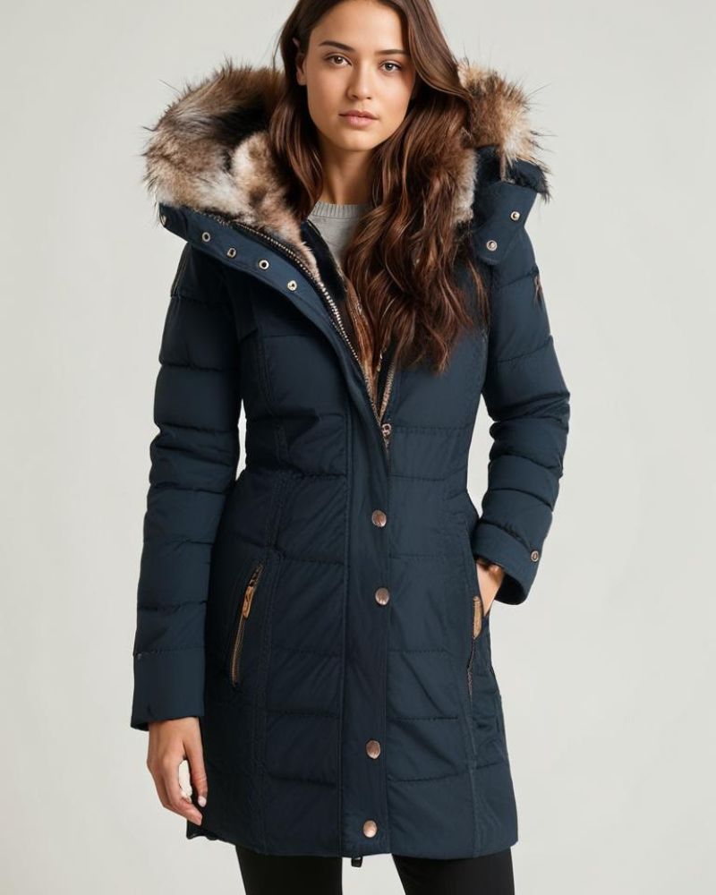 Warmes Winterkleid | Fellgefütterter Damenparka