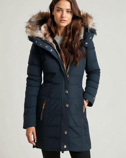 Warmes Winterkleid | Fellgefütterter Damenparka