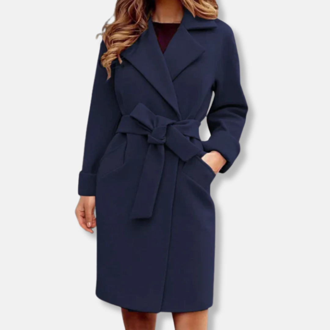 Damenschuhe sind nicht dabei, es handelt sich um einen Trenchcoat: 
Eleganter Trenchcoat Damen Klassisch Knielang