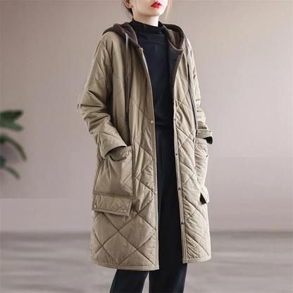 Langer Damenmantel Elegant Gepolstert Winter