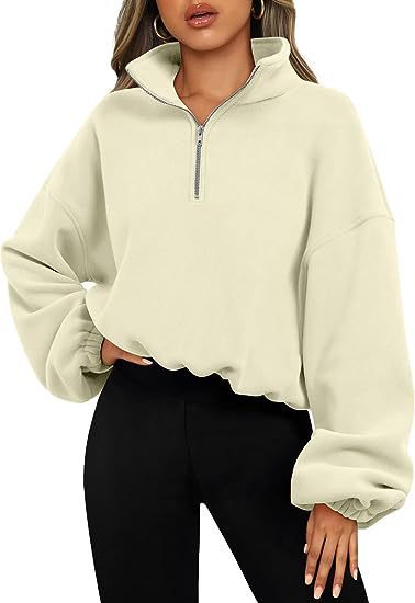 Sportlich Sweatshirt Halbzip Stehkragen - IdealeKleiden