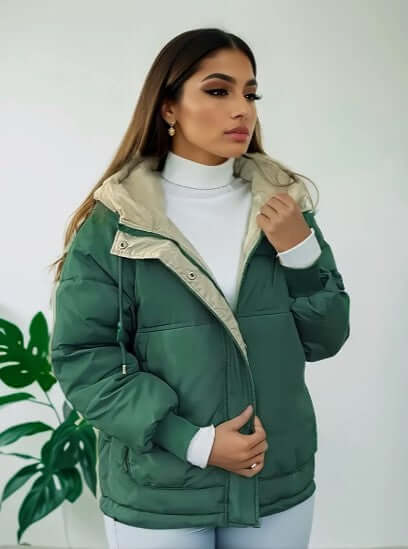 Damen Warme Fleece Jacke Kapuze