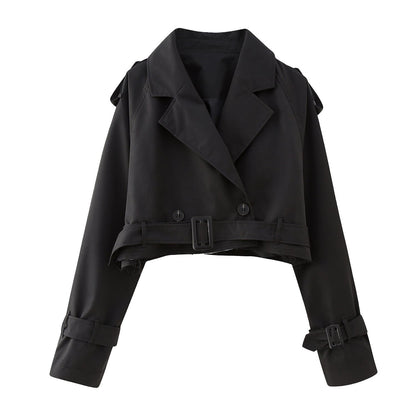 Eleganter Trenchcoat Damen Kurz Modern Gürtel