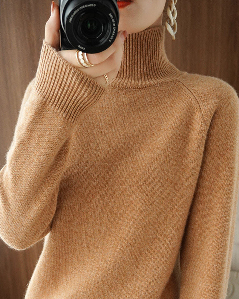 Eleganter Einfarbiger Pullover Langarm