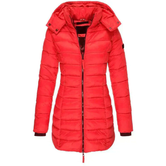 Damen Winterparka Lange Pufferjacke Mit Kapuze - IdealeKleiden