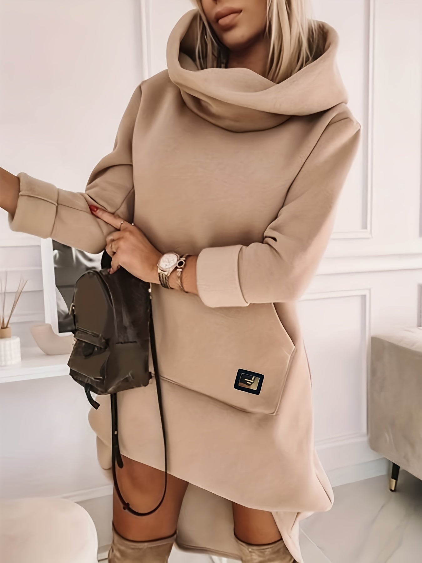 Kapuzen Sweatkleid Bequem Sportlich