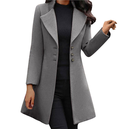 Damen Wollmantel Langärmlig Elegant