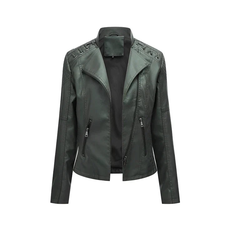 Lederjacke Damen Schwarz Reißverschluss