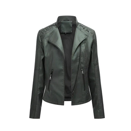 Lederjacke Damen Schwarz Reißverschluss