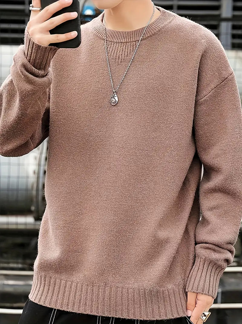 Lässiger Herren Pullover Rundhals Warm