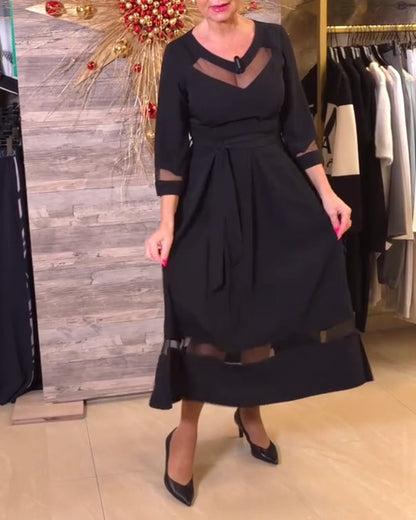 Elegante Kleidung V-Ausschnitt Mesh Durchbrochen