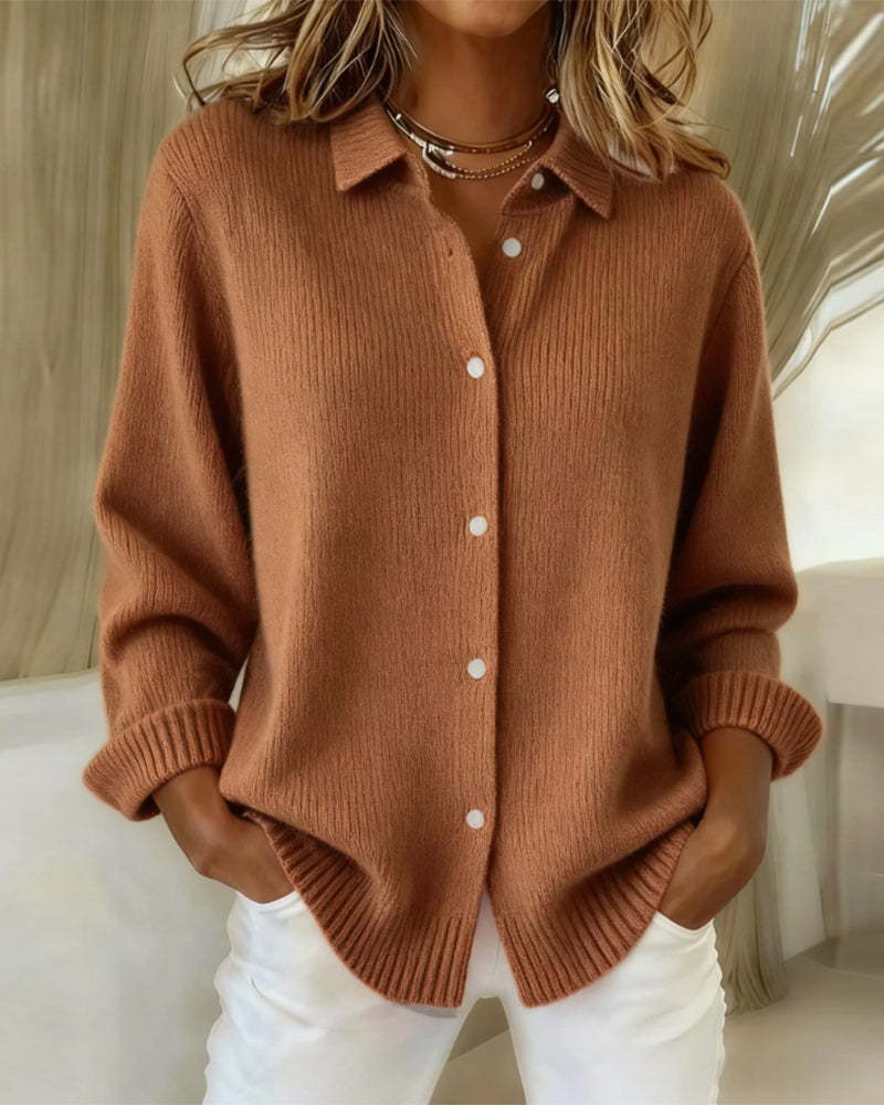 Elegante Pullover mit Revers in Einheitsfarbe