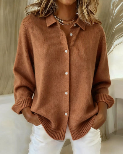 Elegante Pullover mit Revers in Einheitsfarbe