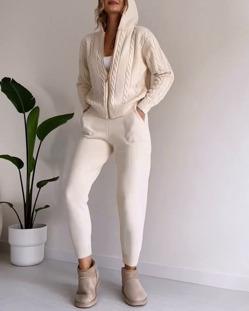 Stylisches Cardigan-Set mit Twist-Design und lässigem Look - IdealeKleiden