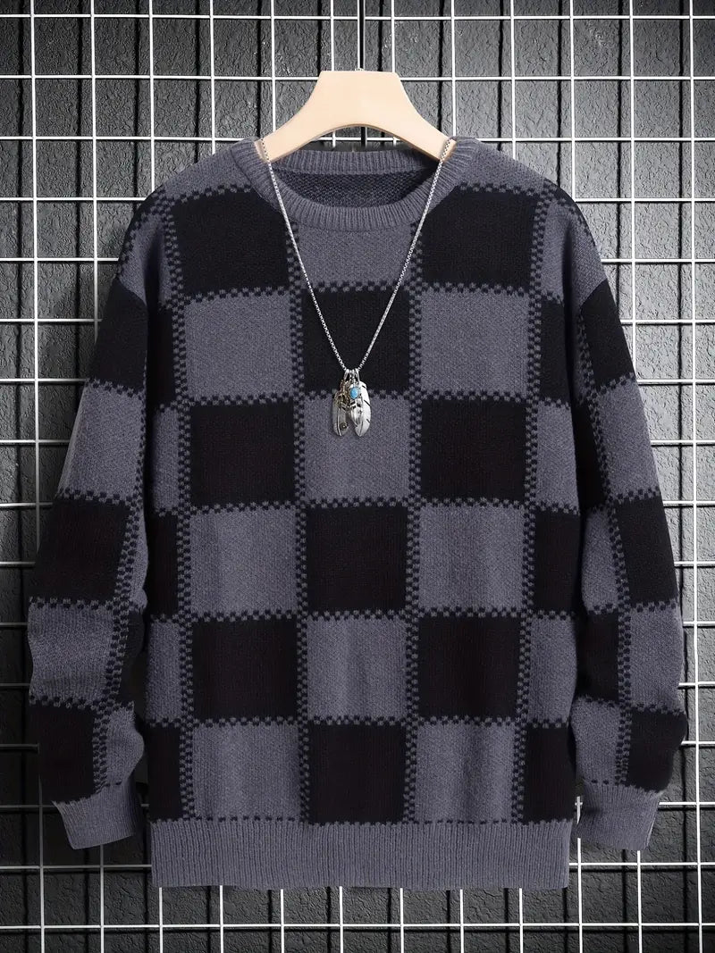 Schachmuster Pullover für Herren