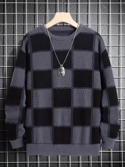 Schachmuster Pullover für Herren