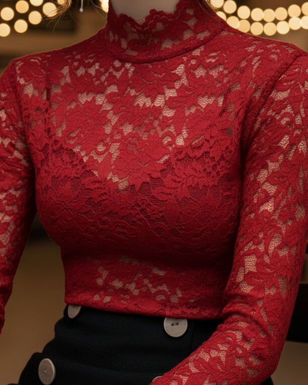 Damen Bluse Spitze Frühling Elegant