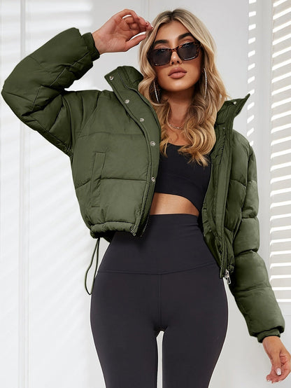 Frauen Winterjacke Taillierte Kapuze Schnüren
