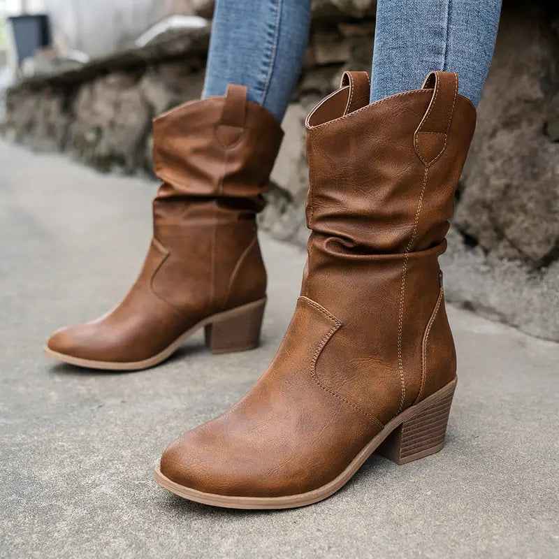 Stylische Lederstiefel Rustikal Chic - IdealeKleiden