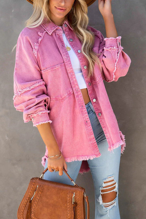 Übergröße Damenjacke Cord mit Fransen Trendy