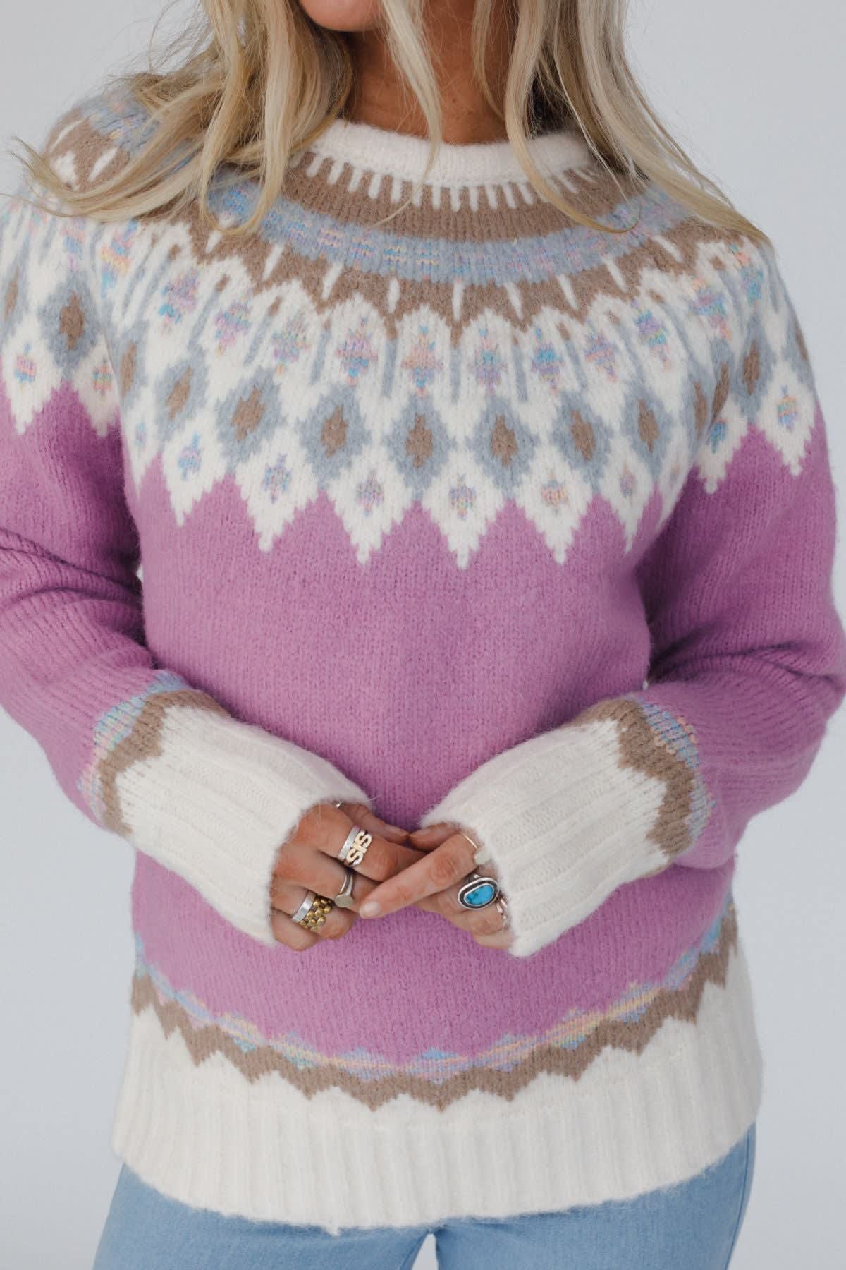 Weihnachten Pullover Langarm Rundhals Wollig Warm - IdealeKleiden