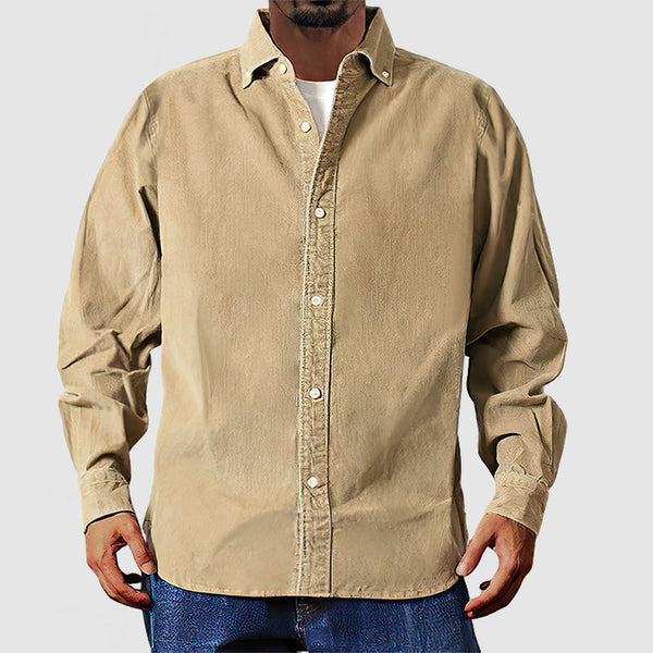 Vox | Elegantes Beige Cordhemd - IdealeKleiden