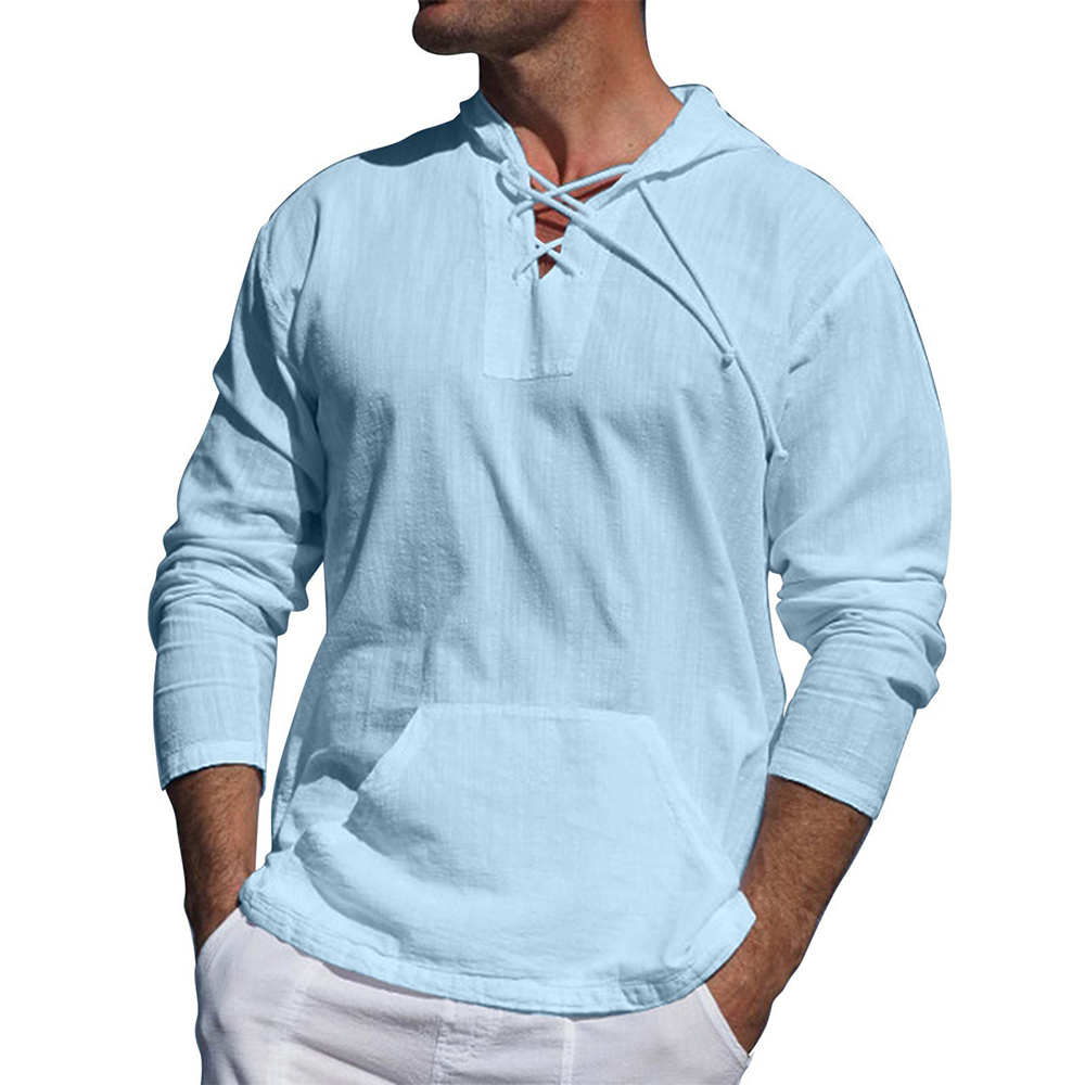Kapuzenpullover Bequem Baumwolle Oversized V-Ausschnitt
