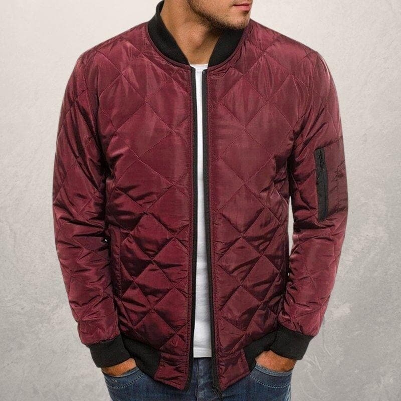 Modische Bomberjacke Diamant Muster - IdealeKleiden