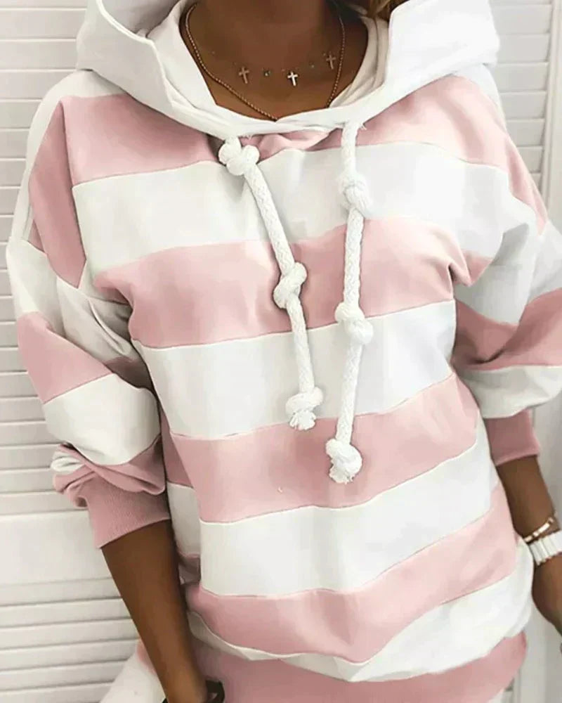 Frauen Hoodie Herbst Gestreift Modern