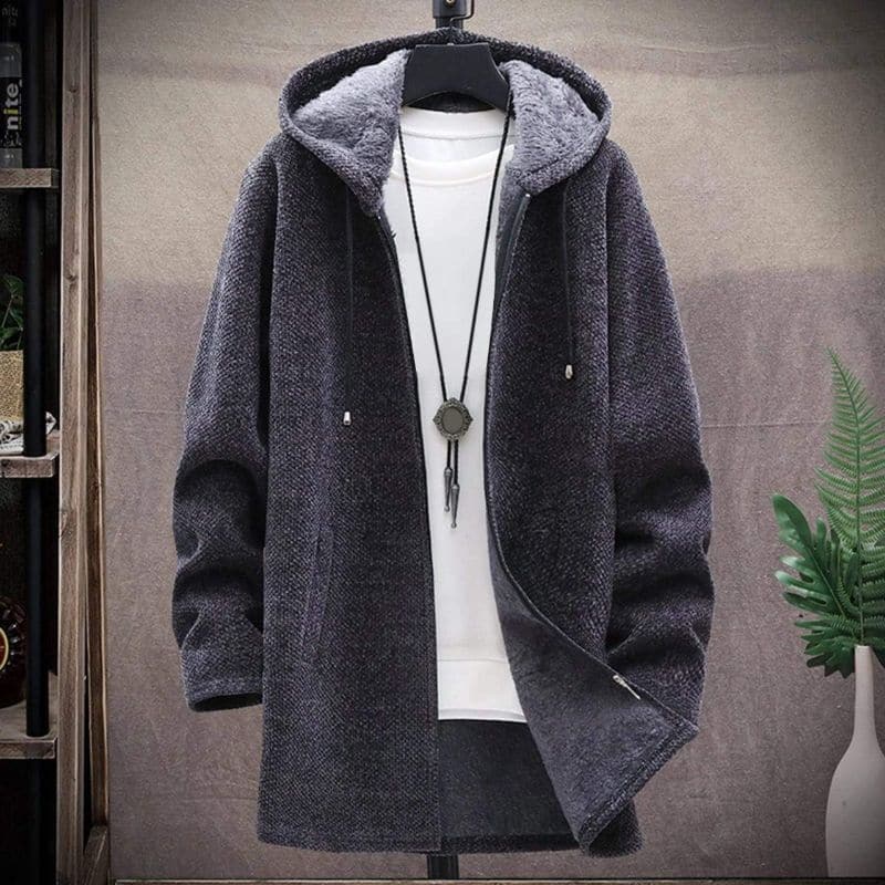 Warme Winterjacke mit Kapuze und Reißverschluss
