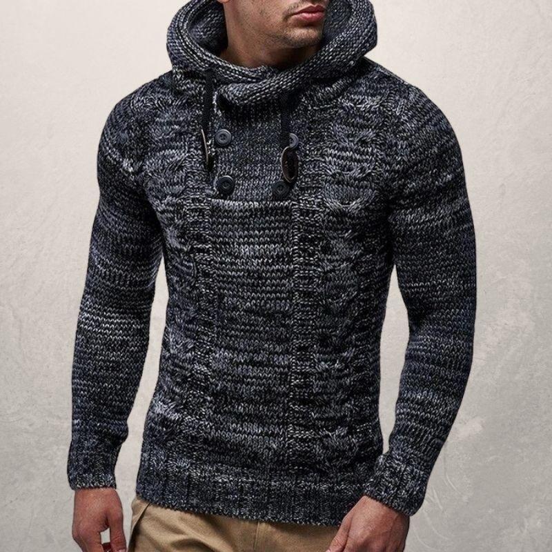 Wollpullover Kapuze Slim Fit Moderne Passform