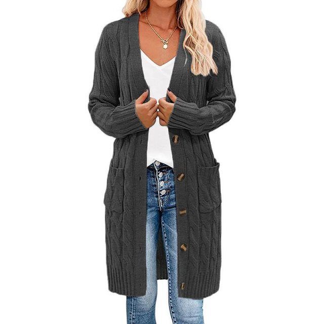 Langer Wickelcardigan Damen, Strick, Elegantes Design