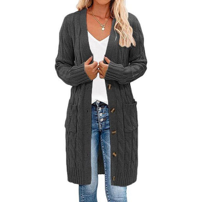 Langer Wickelcardigan Damen, Strick, Elegantes Design