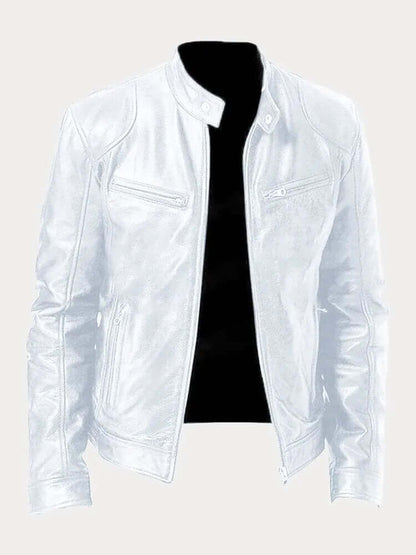 Herren Lederjacke Elegant Schwarz