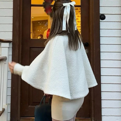 Elegante Cape Jacke Frauen Mantel Schmal Taille - IdealeKleiden