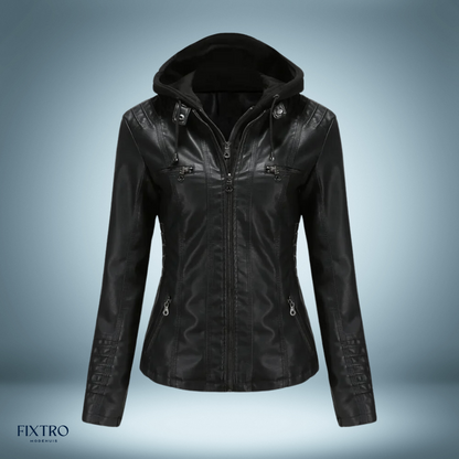 Lederjacke Mit Kapuze Biker Stil