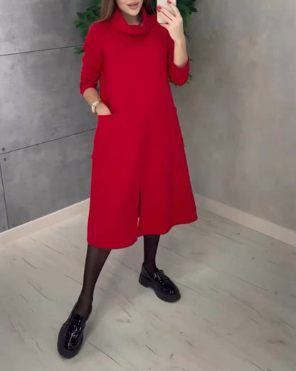 Kleid Mit Rollkragen Und SeitenTaschen