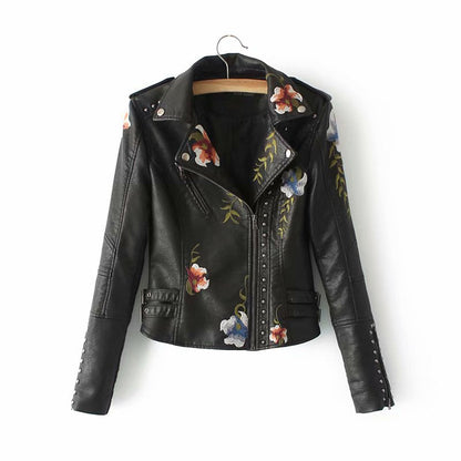 Vegan Lederjacke Elegant Bestickt