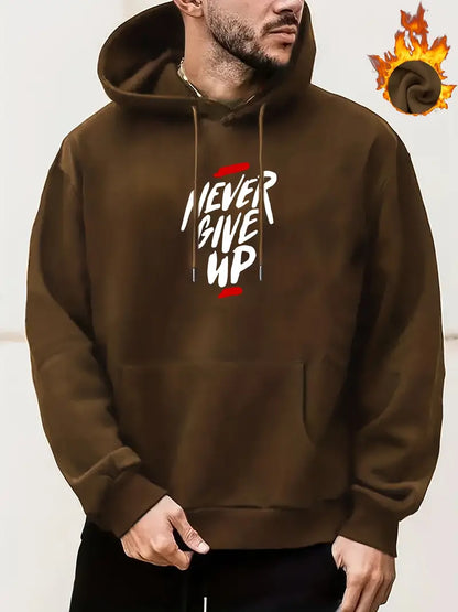 Motivations-Pullover für Männer Kapuze Grau