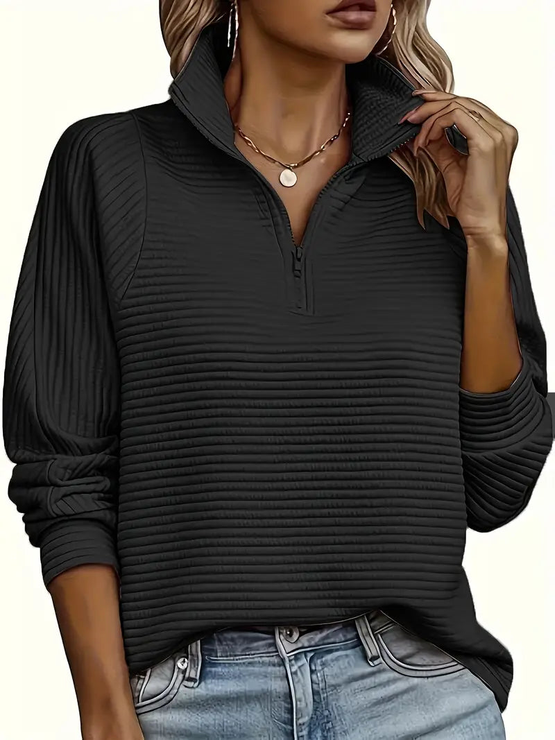 Moderne Damenkleidung | Weicher Pullover mit Reißverschluss