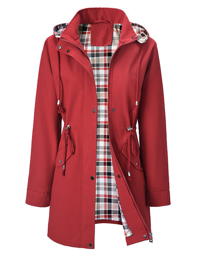 Wasserdichte Trenchcoat Damen Lang Kapuze