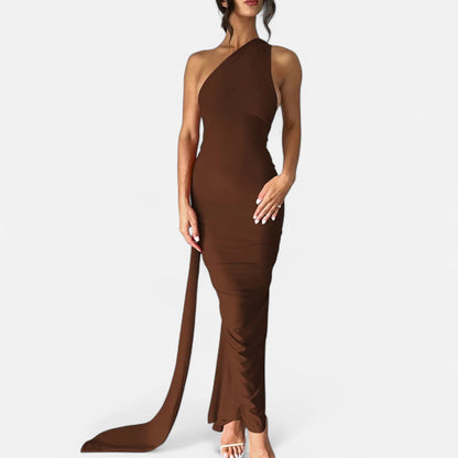 Damen Maxikleid Elegantes Schulterfrei Design