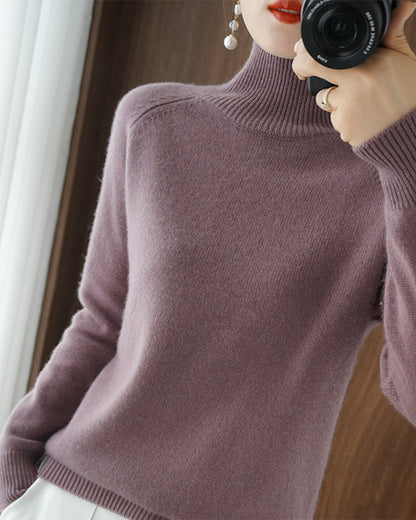 Eleganter Einfarbiger Pullover Langarm