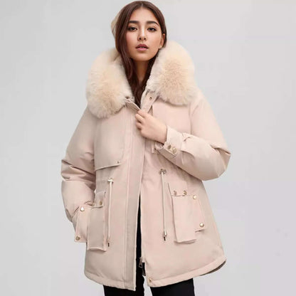 Damen Wintermantel Kunstpelz Kragen Stylish