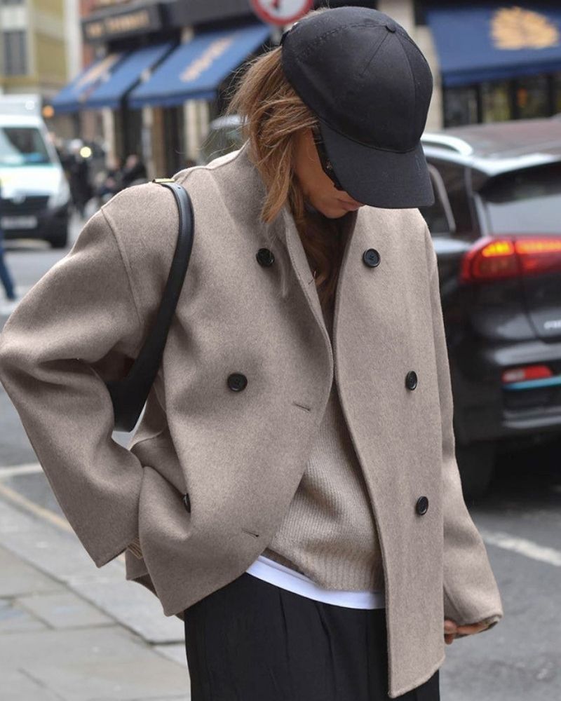 Übergroße Damenjacke Französischer Chic