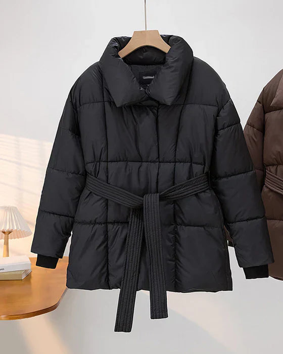 Lässige Wattierte Jacke Einfach Revers Design