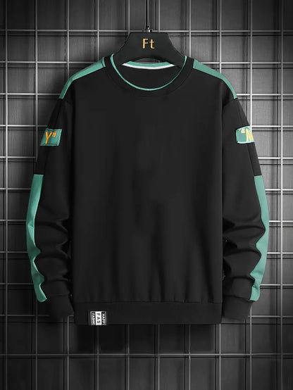 Herren Pullover Langarm Farbblock Design