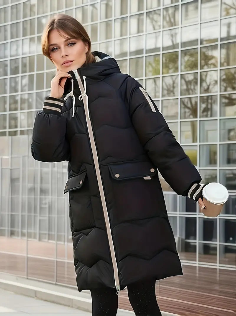 Warme Winterjacke Damen Pufferjacke Lang - IdealeKleiden