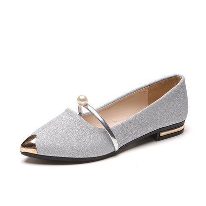 Damen Luxus Slipper Glitzer Obermaterial Perlenschmuck