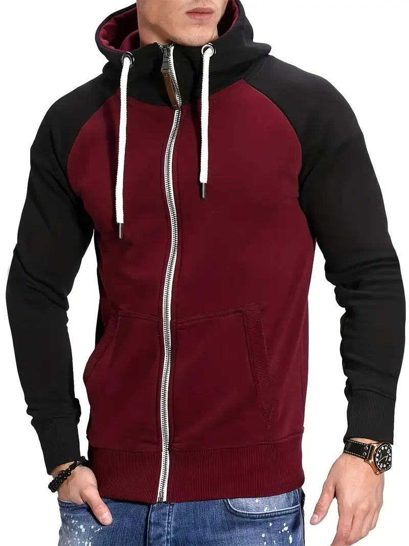 Herren Pullover Langarm Kapuze Reißverschluss